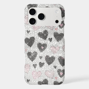 Pink Black Hearts Sparkle iPhone 17 Pro Max Case