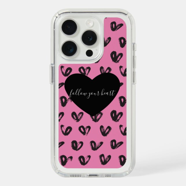 Pink Black Hearts Speck iPhone Case (Front (White Titanium))