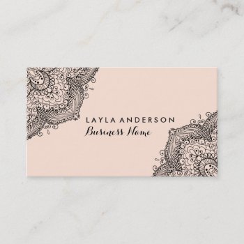 Pink & Black Henna Design Business Cards by PaperLoveDesigns at Zazzle