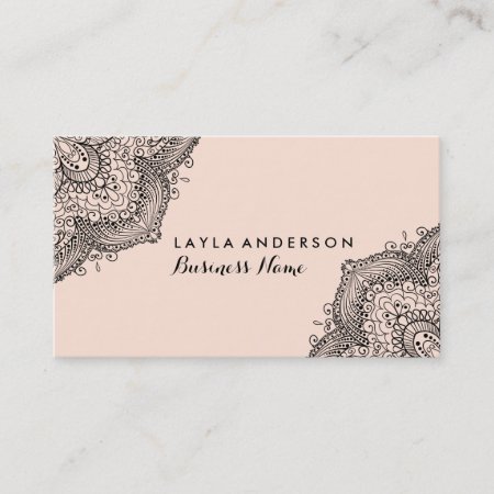 Pink & Black Henna Design Business Cards