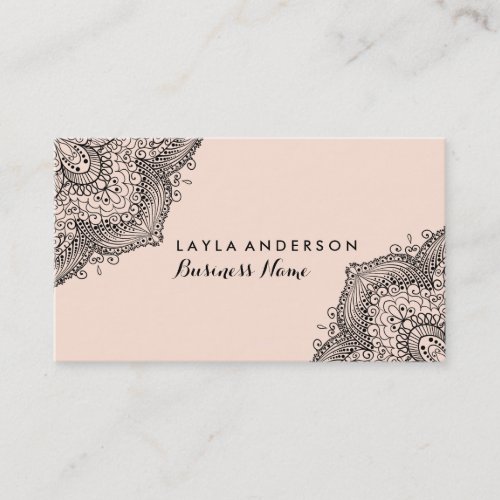 Pink  Black Henna Design Business Cards
