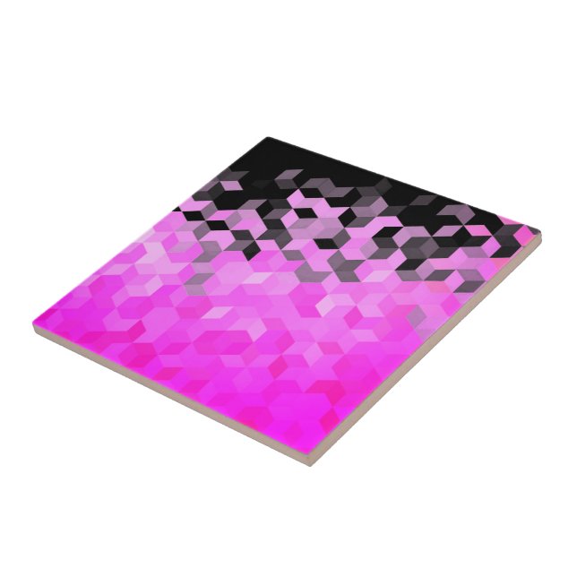 Pink Black Honeycomb Pattern - Choose Colors Ceramic Tile (Side)