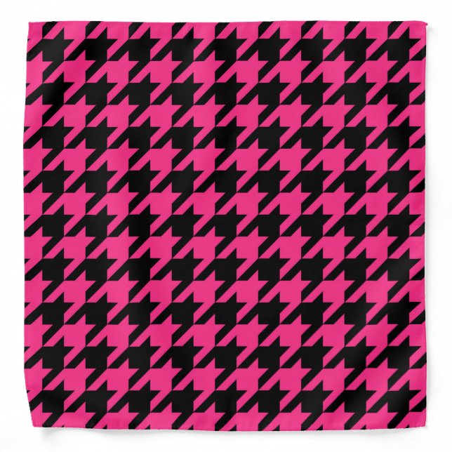 Pink Black Houndstooth Check Bandana (Front)