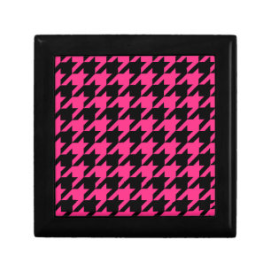 Pink Black Houndstooth Plaid  Gift Box