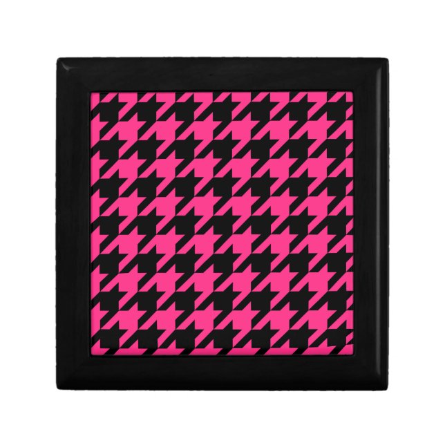 Pink Black Houndstooth Plaid  Gift Box (Front)