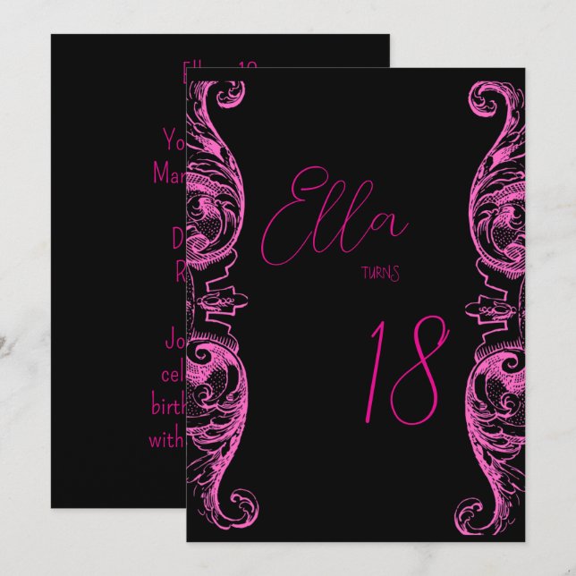 Pink & Black Invitation (Front/Back)