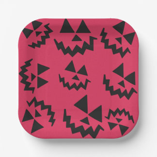 Pink & black Jack o’ lantern faces Paper Plates