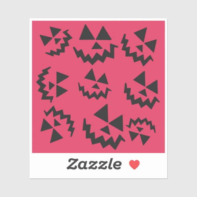 Pink & black Jack o’ lantern faces Sticker (Sheet)