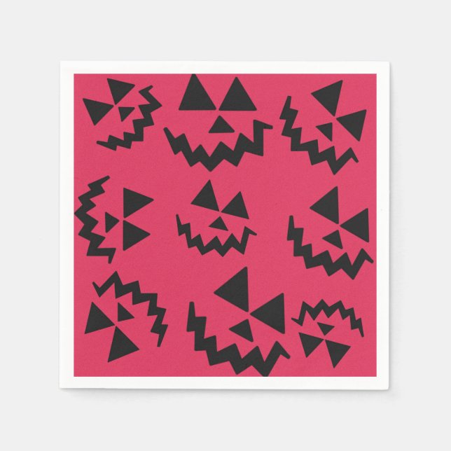 Pink & black Jack o’ lantern  Napkins (Front)