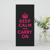 Pink Black Keep Calm and Carry On (Standing Front)