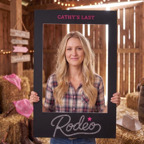Pink Black Last Rodeo Bachelorette Selfie Frame