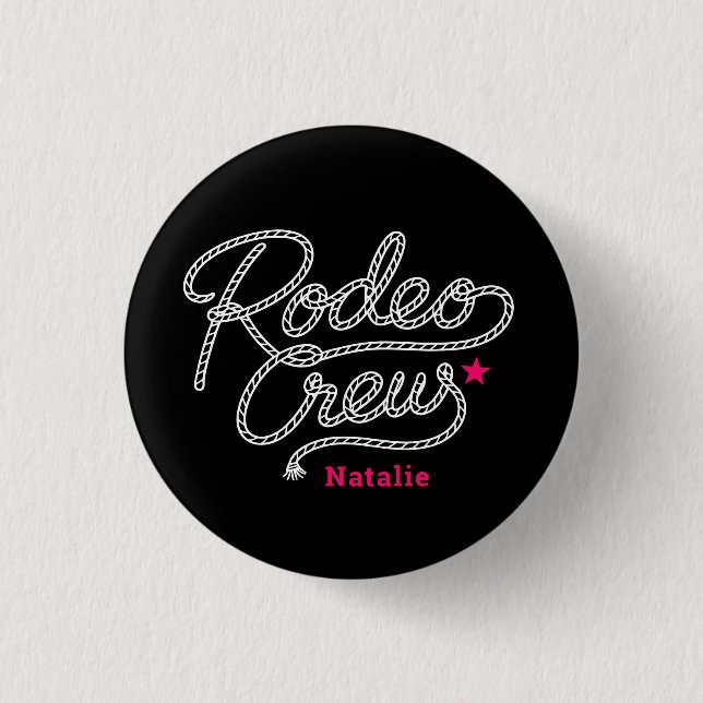 Pink Black Last Rodeo Crew Western Bach Party Button (Front)
