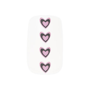 Pink Black Layered Hearts Minx Nail Art Decals
