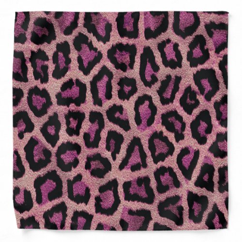 Pink Black Leopard Animal Print Bandana