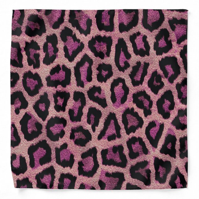 Pink Black Leopard Animal Print Bandana (Front)