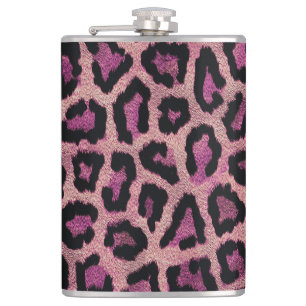Pink Black Leopard Animal Print Flask