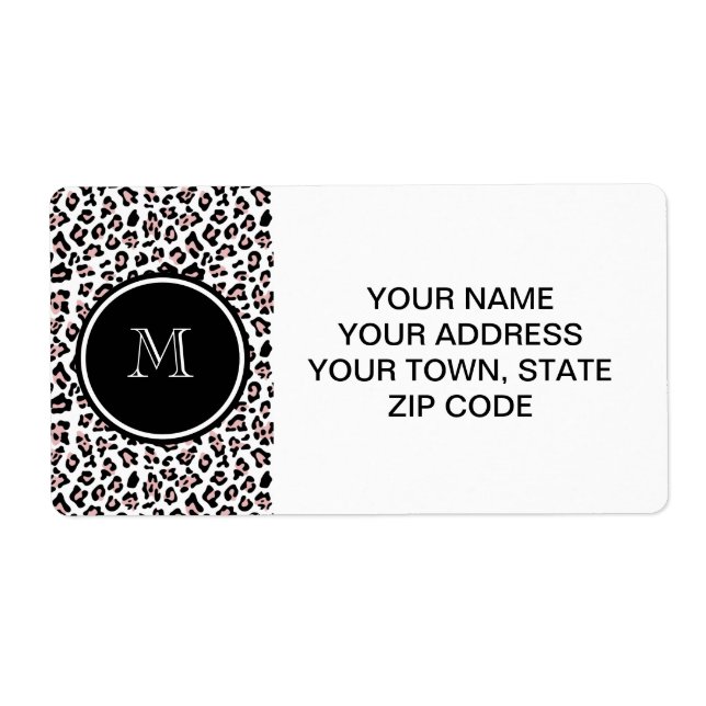 Pink Black Leopard Animal Print with Monogram Label (Front)