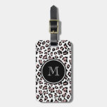 Pink Black Leopard Animal Print With Monogram Luggage Tag at Zazzle