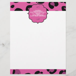 Pink Black Leopard Cheetah Letterhead Stationery