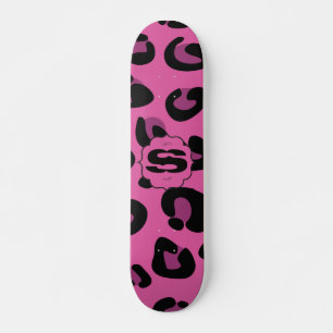 Pink Black Leopard Cheetah Old School Skateboard Deck
