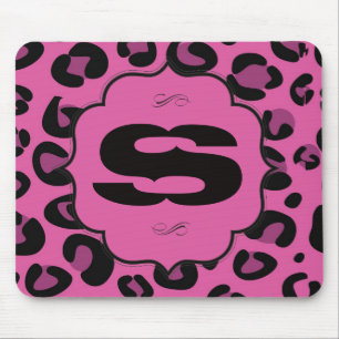 Pink Black Leopard Cheetah Personalized Mousepad