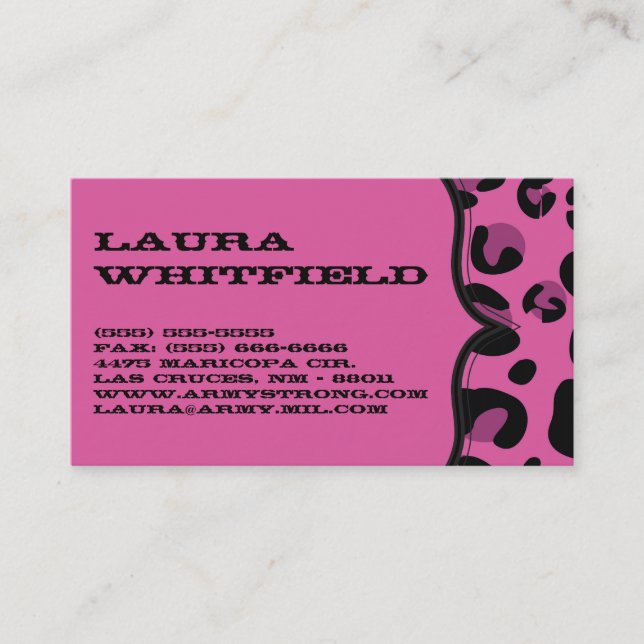 Pink Black Leopard Cheetah Print Business Card (Front)