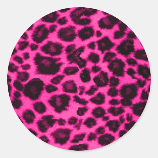 pink/black leopard classic round sticker (Front)