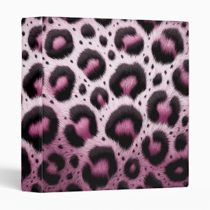 Pink & Black Leopard Fur Animal Print Spots 3 Ring Binder
