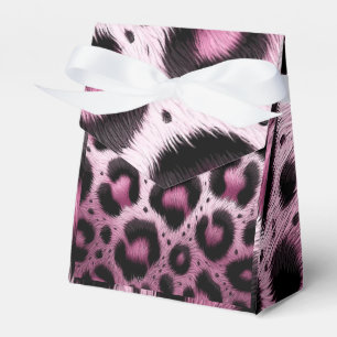 Pink & Black Leopard Fur Animal Print Spots Favor Boxes