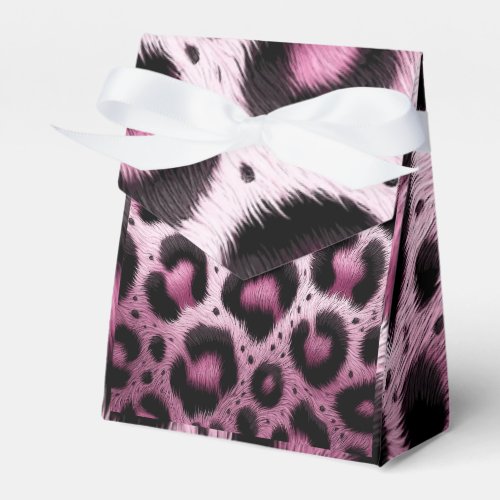 Pink  Black Leopard Fur Animal Print Spots  Favor Boxes