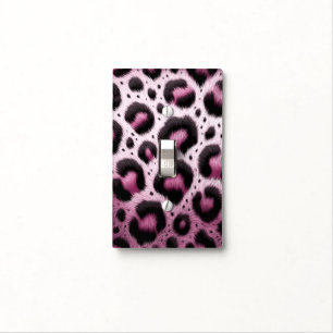 Pink & Black Leopard Fur Animal Print Spots  Light Switch Cover