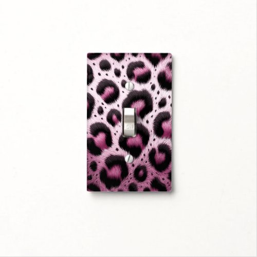 Pink  Black Leopard Fur Animal Print Spots  Light Switch Cover