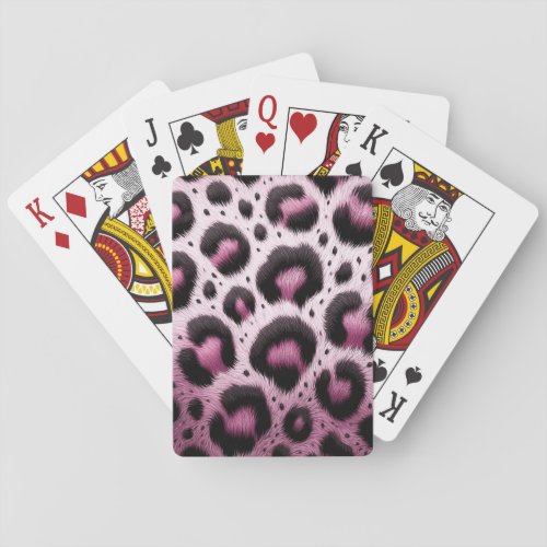 Pink  Black Leopard Fur Animal Print Spots  Poker Cards