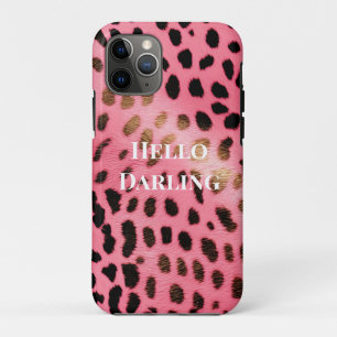 Pink Black Leopard Print Abstract iPhone 11 Pro Case