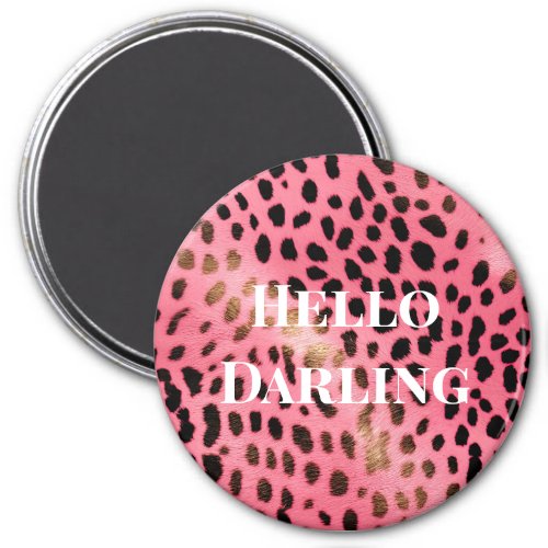 Pink Black Leopard Print Abstract Magnet