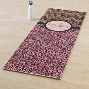 Pink Leopard Print Yoga Mat Pink Leopard Yoga Wear Co-ord Set