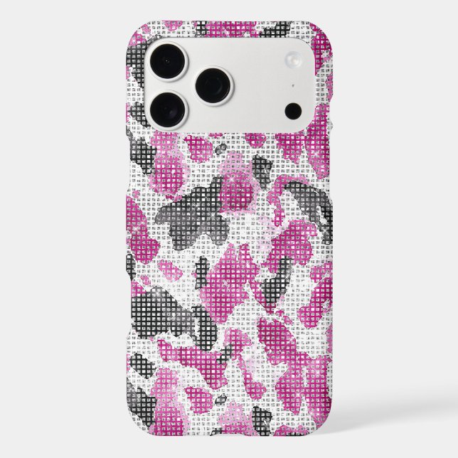 Pink Black Leopard Print Animal Sparkle iPhone Case (Back)