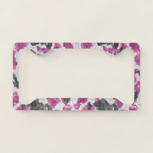 Pink Black Leopard Print Animal Sparkle License Plate Frame