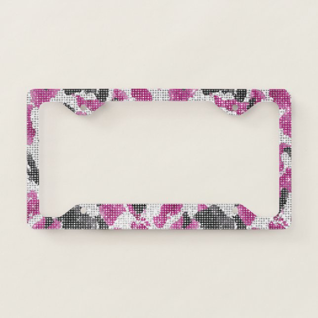 Pink Black Leopard Print Animal Sparkle License Plate Frame (Front)
