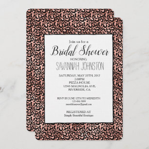 Pink Black Leopard Print Bridal Shower Invitation
