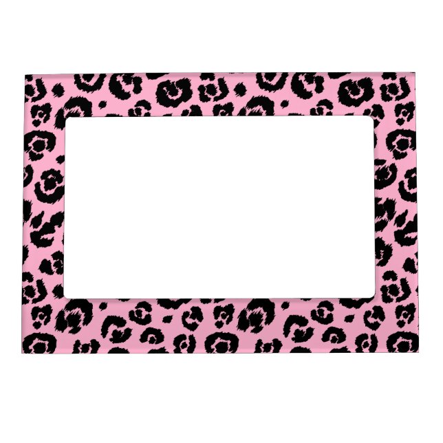 Pink Black Leopard Print Magnetic Picture Frame (Front)