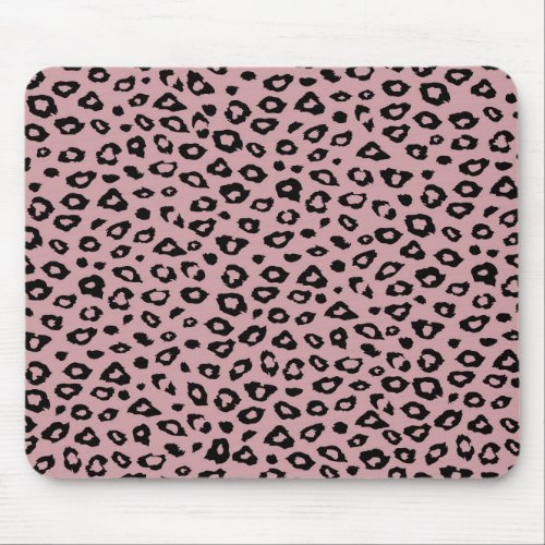 Pink Black Leopard Print Mouse Pad