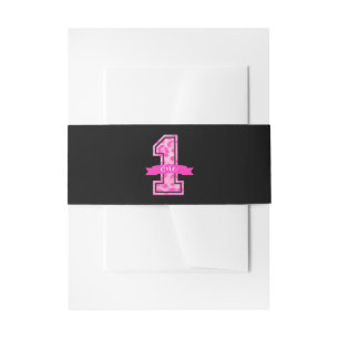Pink & Black Leopard Print One 1st Birthday Party Invitation Belly Band