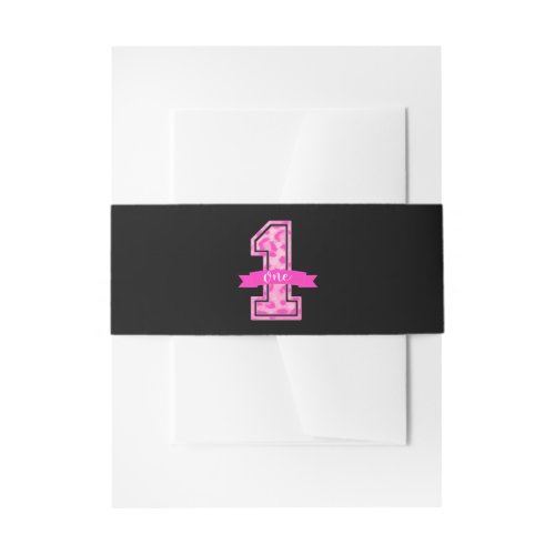 Pink  Black Leopard Print One 1st Birthday Party Invitation Belly Band