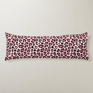Pink & Black Leopard Print Pattern Body Pillow