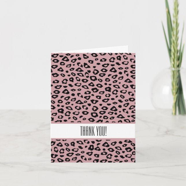 Pink Black Leopard Print Print Thank You (Front)