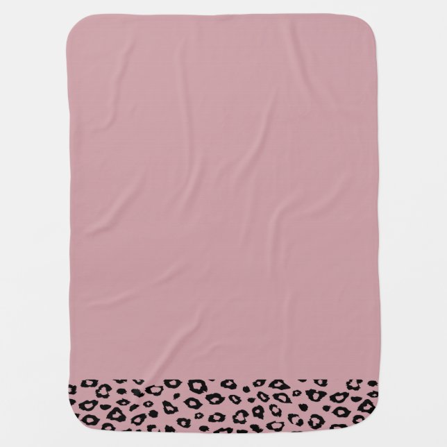 Pink Black Leopard Print Swaddle Blanket (Front)
