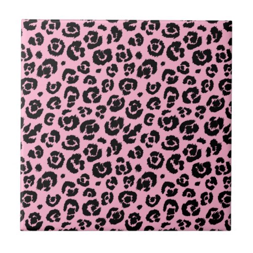 Pink Black Leopard Print Tile