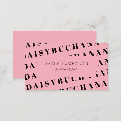 Pink Black Lettering Trendy Modern Business Card