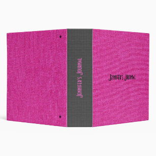 Pink & Black Linen Burlap Texture 3 Ring Binder
